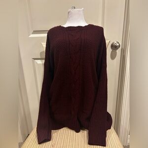 Dark maroon knit sweater - Fits XL-XXL